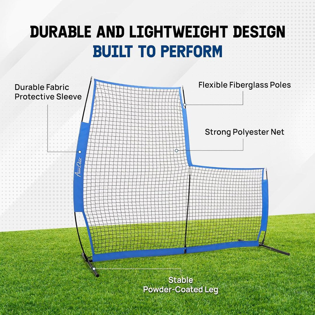 Yes4All 7ft x 7ft Baseball L-Screen Net, Light for Batting & Pitching, Blue