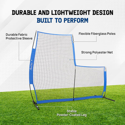 Yes4All 7ft x 7ft Baseball L-Screen Net, Light for Batting & Pitching, Blue - VMInnovations