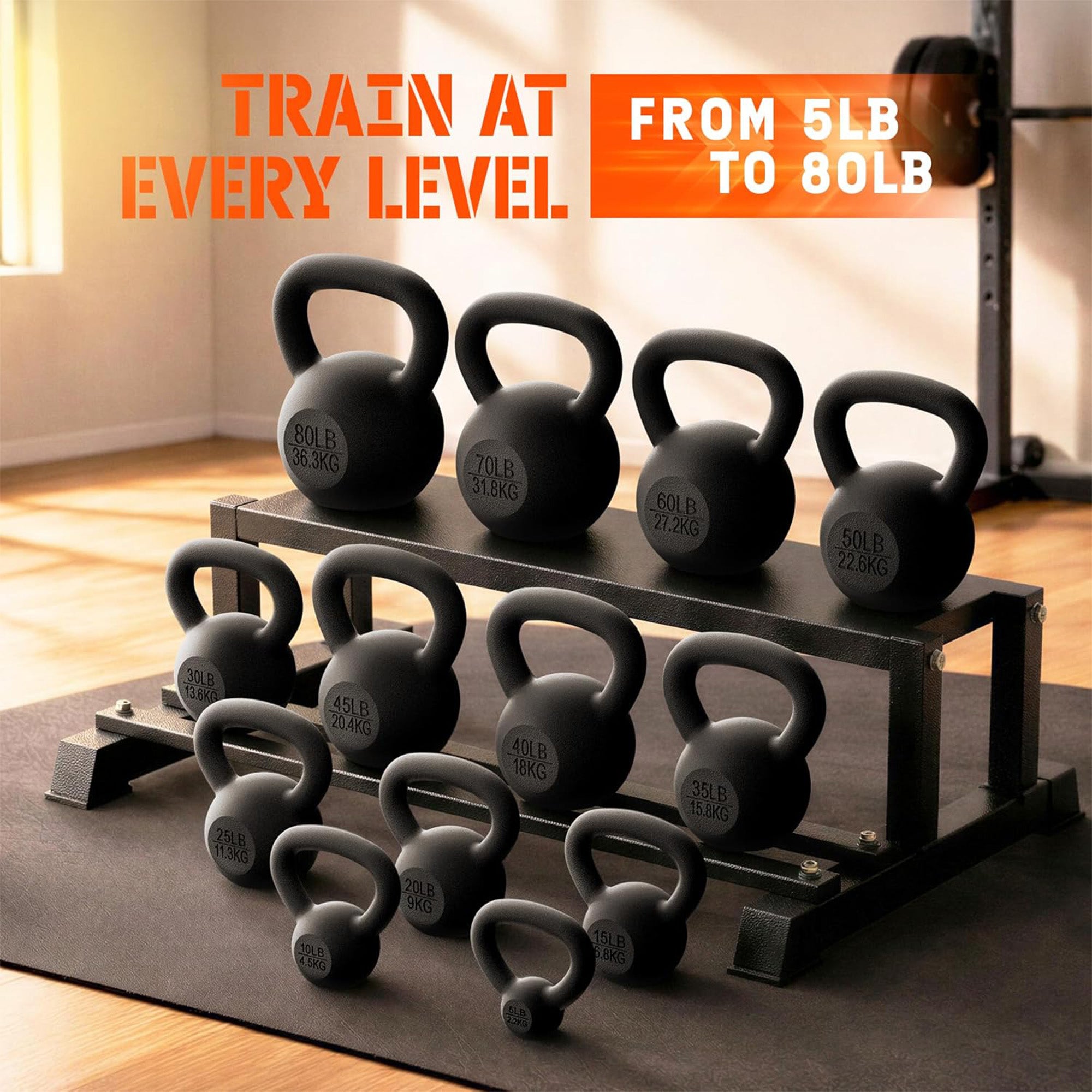 Yes4All 80lbs Kettlebell,Single Painted Cast Iron Weight for Home Gym,(Open Box) - VMInnovations