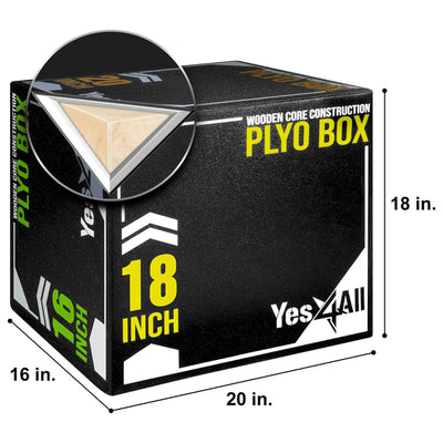 Yes4All 3-in-1 Padded Plyo Box with Wooden Core & Vinyl Cover (Open Box)