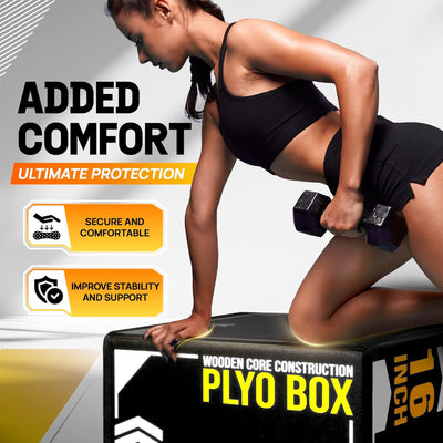 Yes4All 3-in-1 Padded Plyo Box with Wooden Core & Vinyl Cover (Open Box)