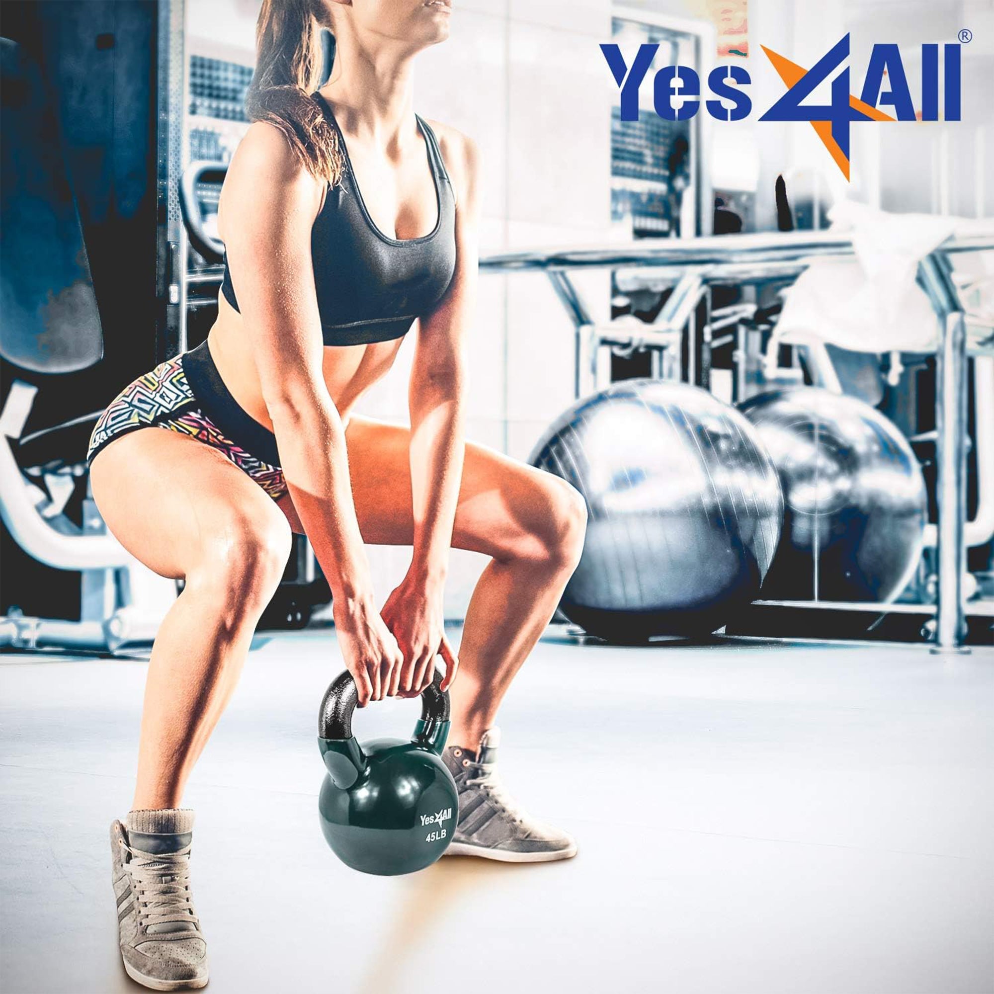 Yes4All 15,20& 25 Kettlebell Set, Vinyl Coated Cast Iron Weights (Open Box)
