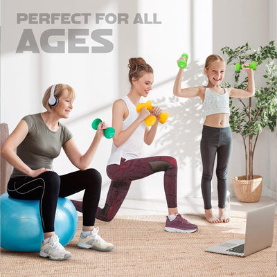 Neoprene Dumbbell Set, Pair of 5, 10, 15 Pound Hand Weights with Rack (Open Box) - VMInnovations