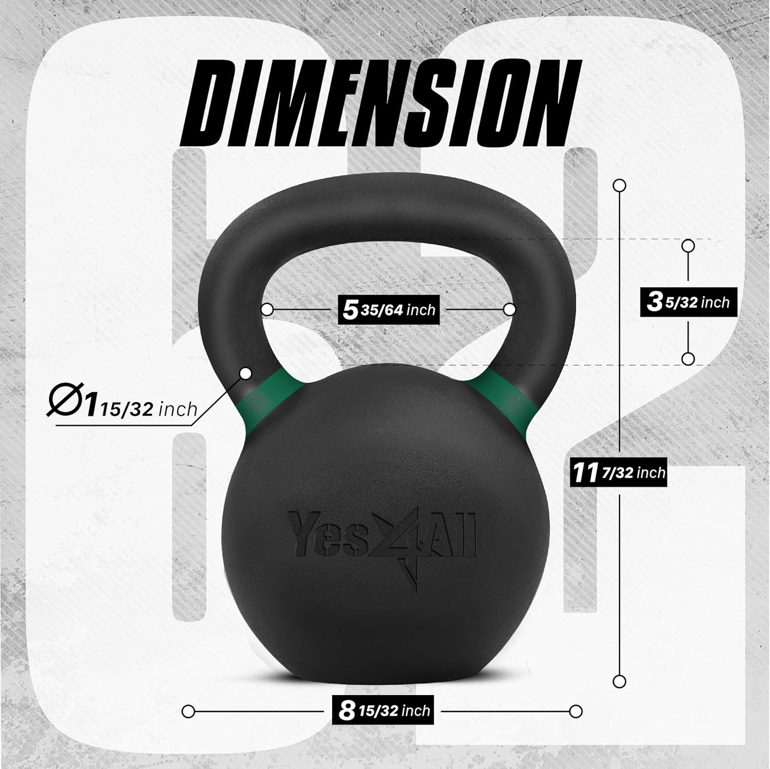Yes4All 62 Pound Kettlebell, Single Powder Coated Cast Iron Weight, Mint Green - VMInnovations
