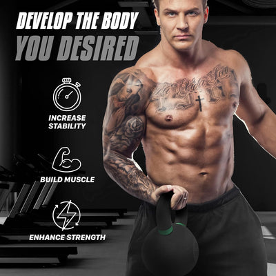Yes4All 62 Pound Kettlebell, Single Powder Coated Cast Iron Weight, Mint Green - VMInnovations