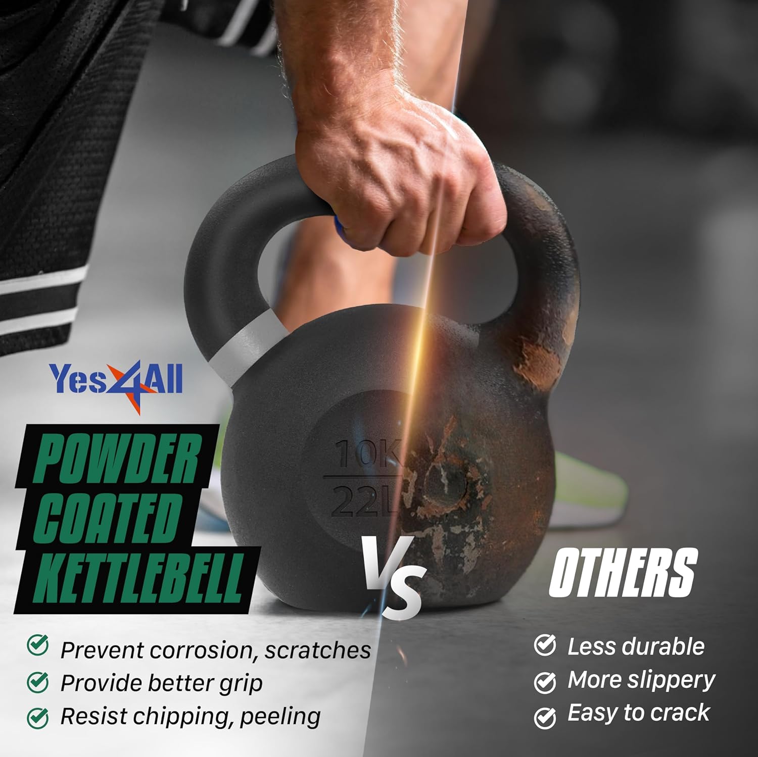 Yes4All 62 Pound Kettlebell, Single Powder Coated Cast Iron Weight, Mint Green - VMInnovations