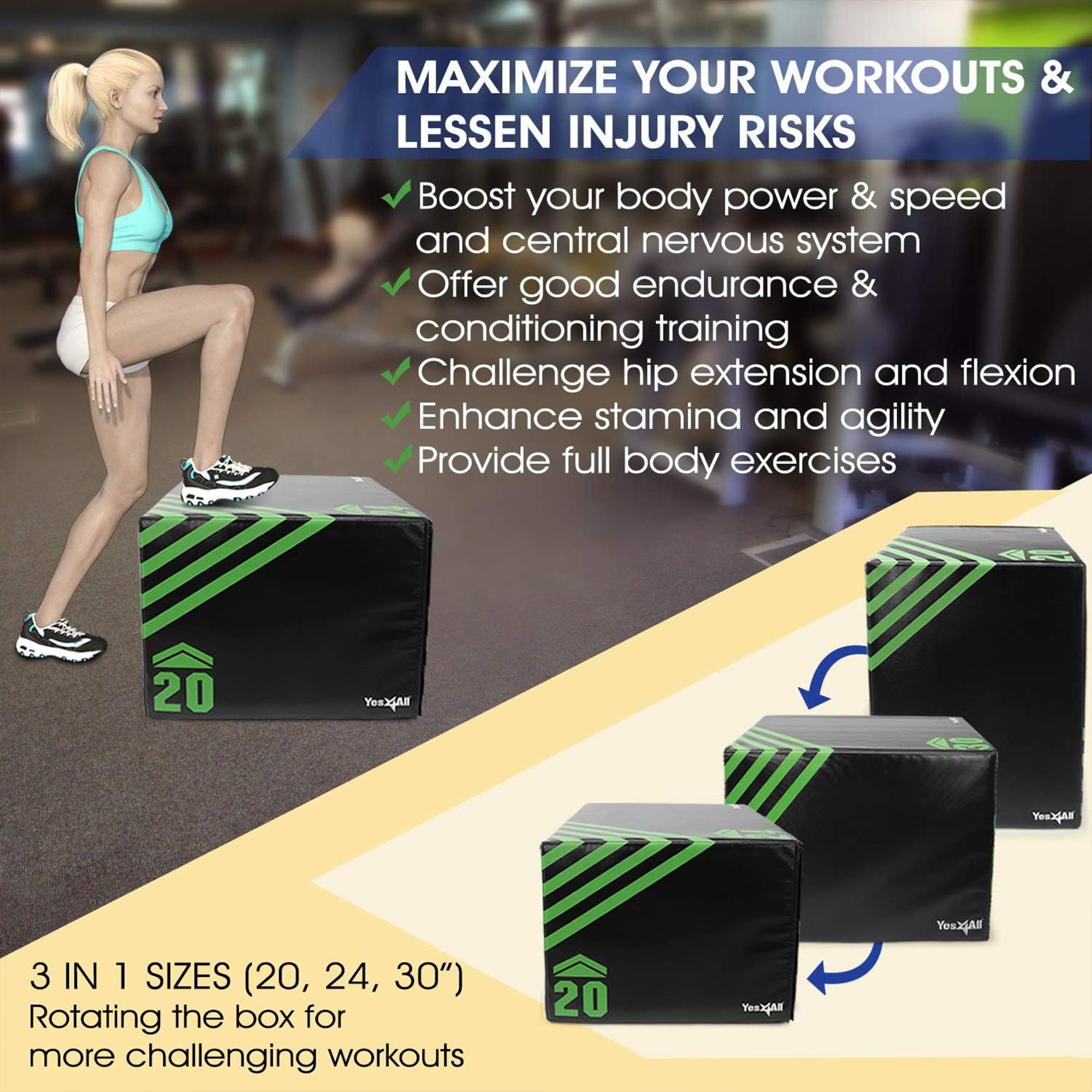 Yes4All 3-in-1 Soft Plyo Box with Foam Core & PVC Cover, 16lb (Open Box)