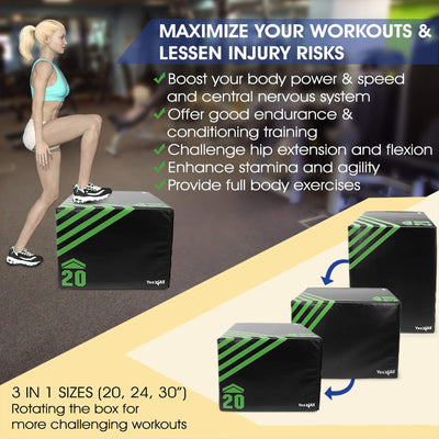 Yes4All 3-in-1 Soft Plyo Box with Foam Core & PVC Cover, 16lb (Open Box)