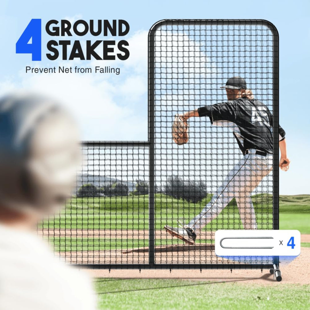 Yes4All 7ft x 7ft Baseball L-Screen Net w/ Wheels for Batting & Pitching, Black - VMInnovations