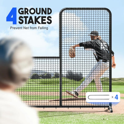 Yes4All 7ft x 7ft Baseball L-Screen Net w/ Wheels for Batting & Pitching, Black - VMInnovations