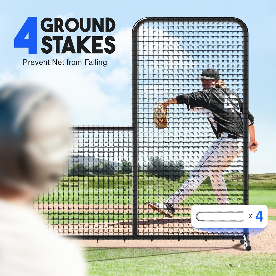Yes4All 7ft x 7ft Baseball L-Screen Net w/ Wheels for Batting & Pitching, Black - VMInnovations