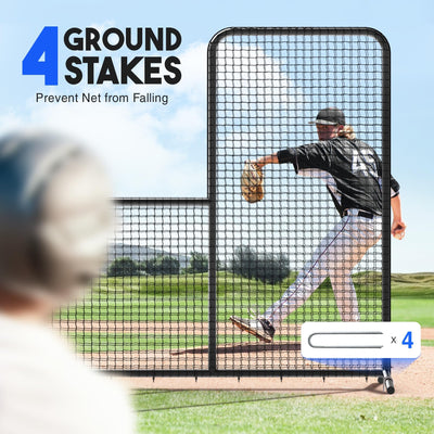 Yes4All 7ft x 7ft Baseball L-Screen Net w/ Wheels for Batting & Pitching, Black - VMInnovations