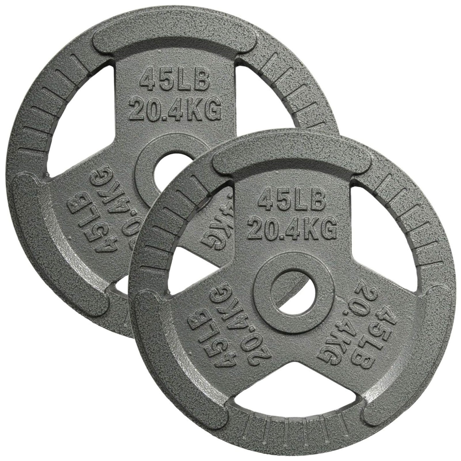 Yes4All 2 Pack Cast Iron Olympic Weight Plate with Tri-Grip Handles, 45 Pounds - VMInnovations