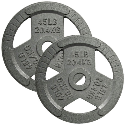 Yes4All 2 Pack Cast Iron Olympic Weight Plate with Tri-Grip Handles, 45 Pounds - VMInnovations