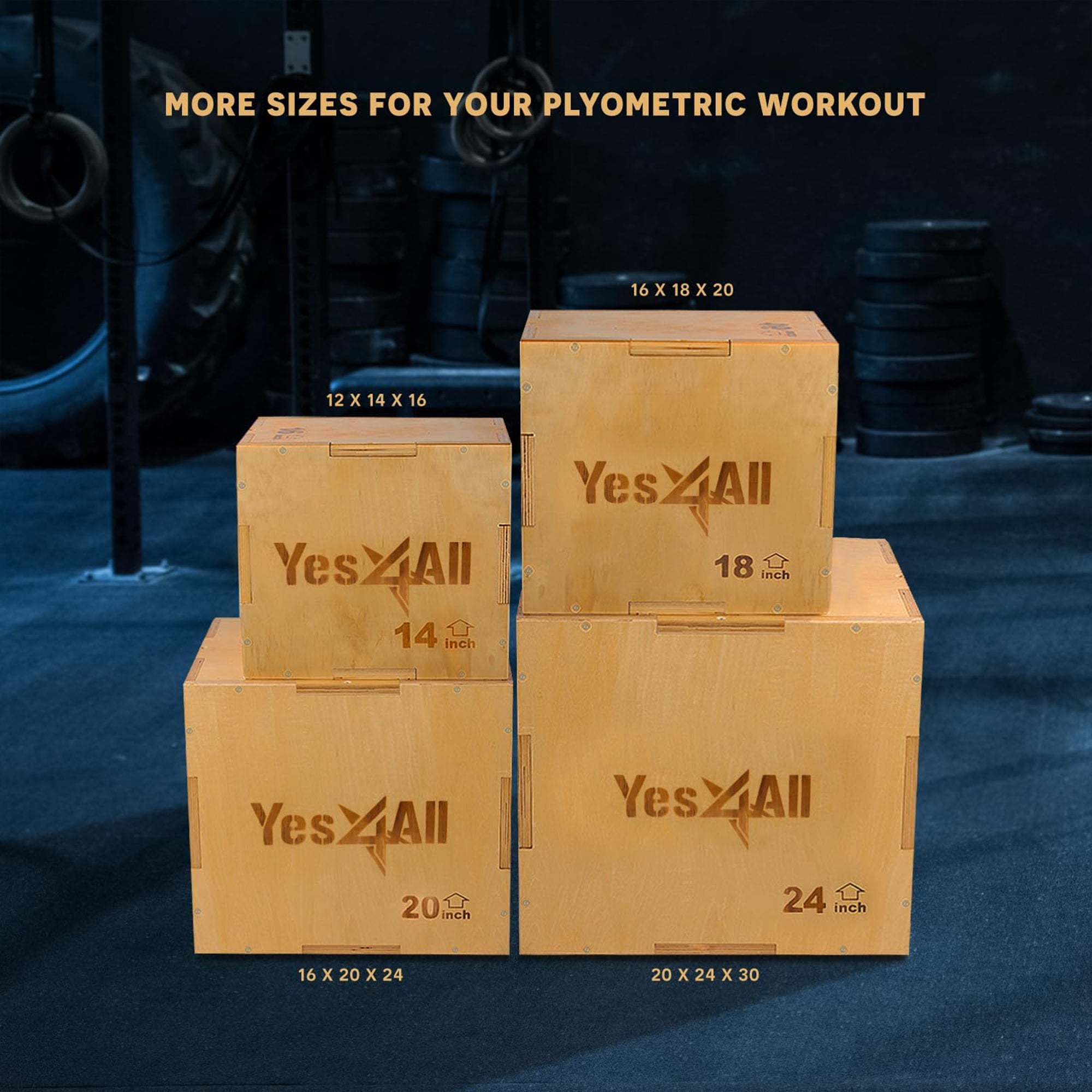 Yes4All 3-in-1 Non-Slip Wooden Plyo Box with Side Handles (Open Box)