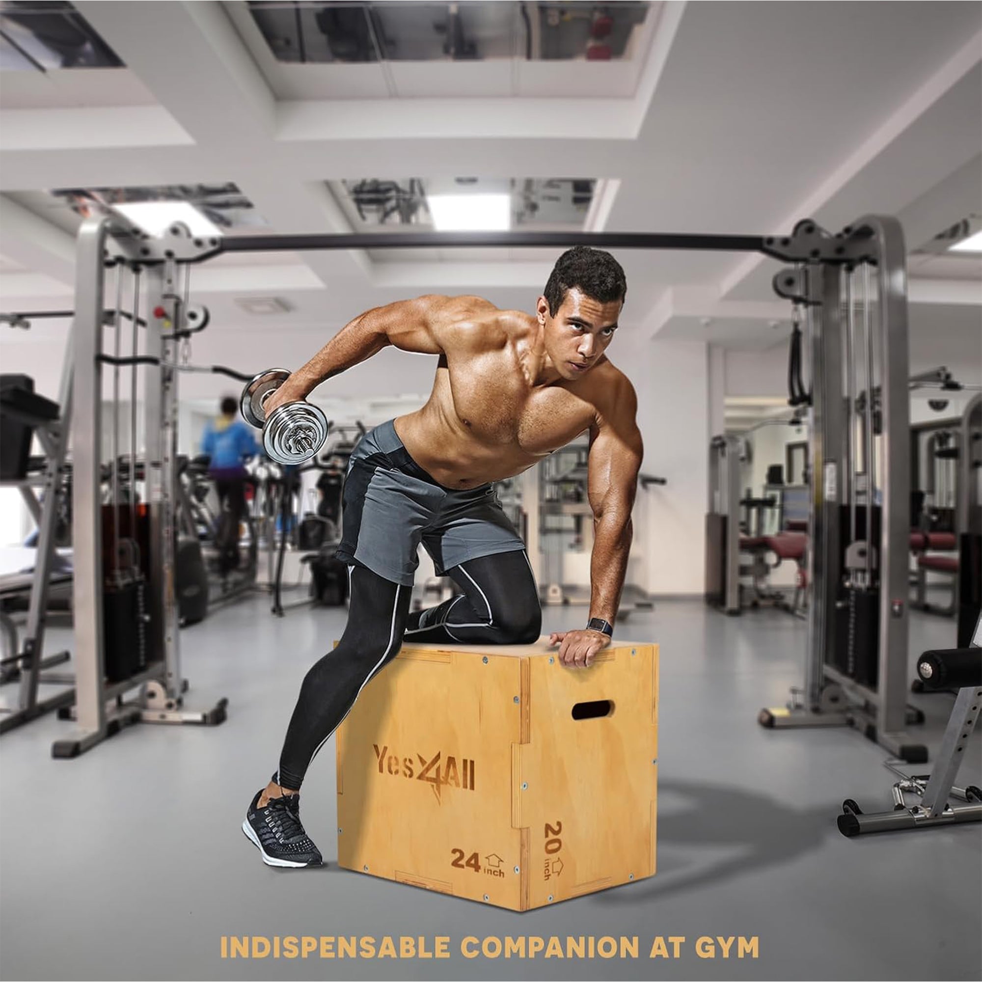 Yes4All 3-in-1 Non-Slip Wooden Plyo Box with Side Handles (Open Box) - VMInnovations