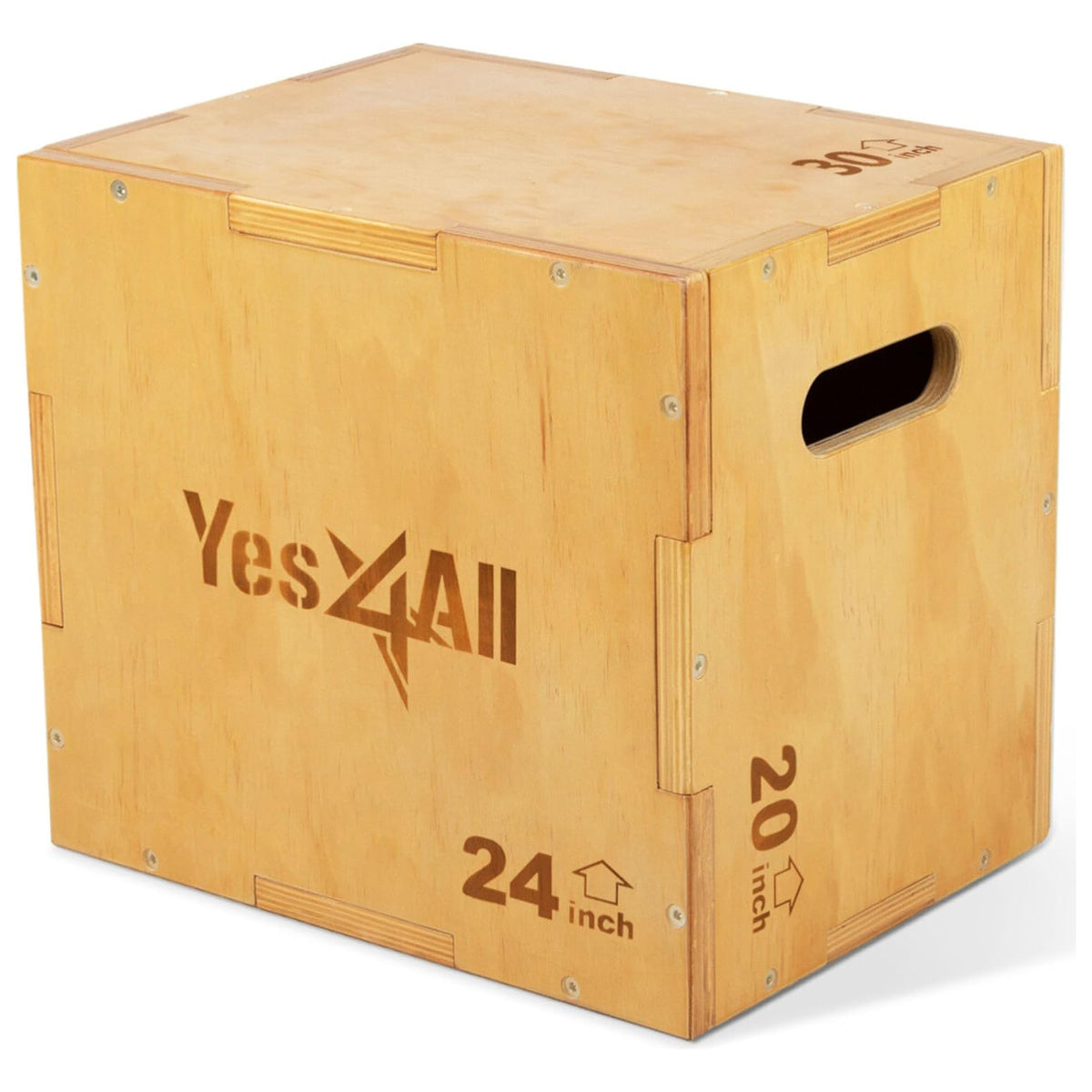 Yes4All 3-in-1 Non-Slip Wooden Plyo Box w Side Handles 30"L x 24"W x 20"H (Used)
