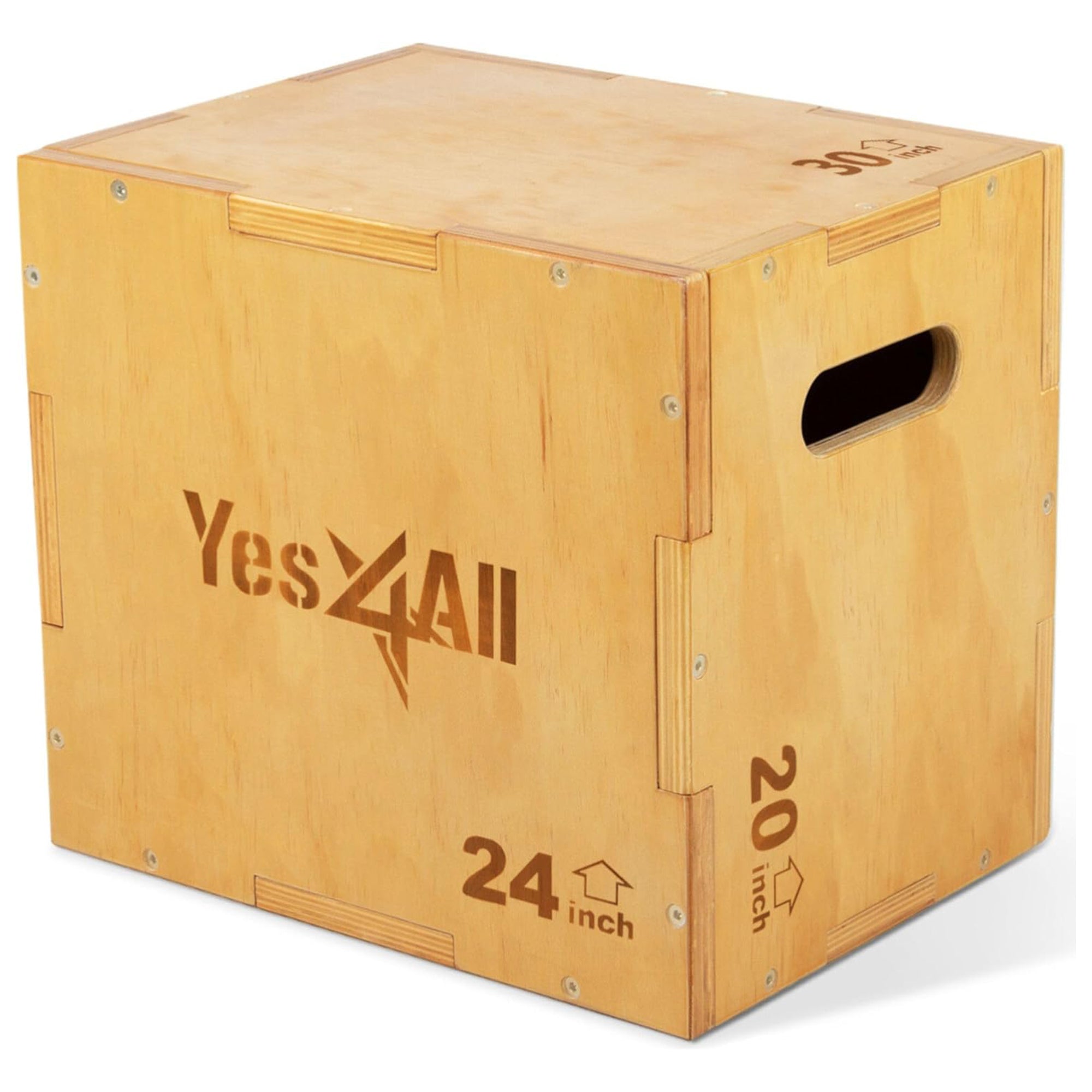 Yes4All 3-in-1 Non-Slip Wooden Plyo Box with Side Handles (Open Box)