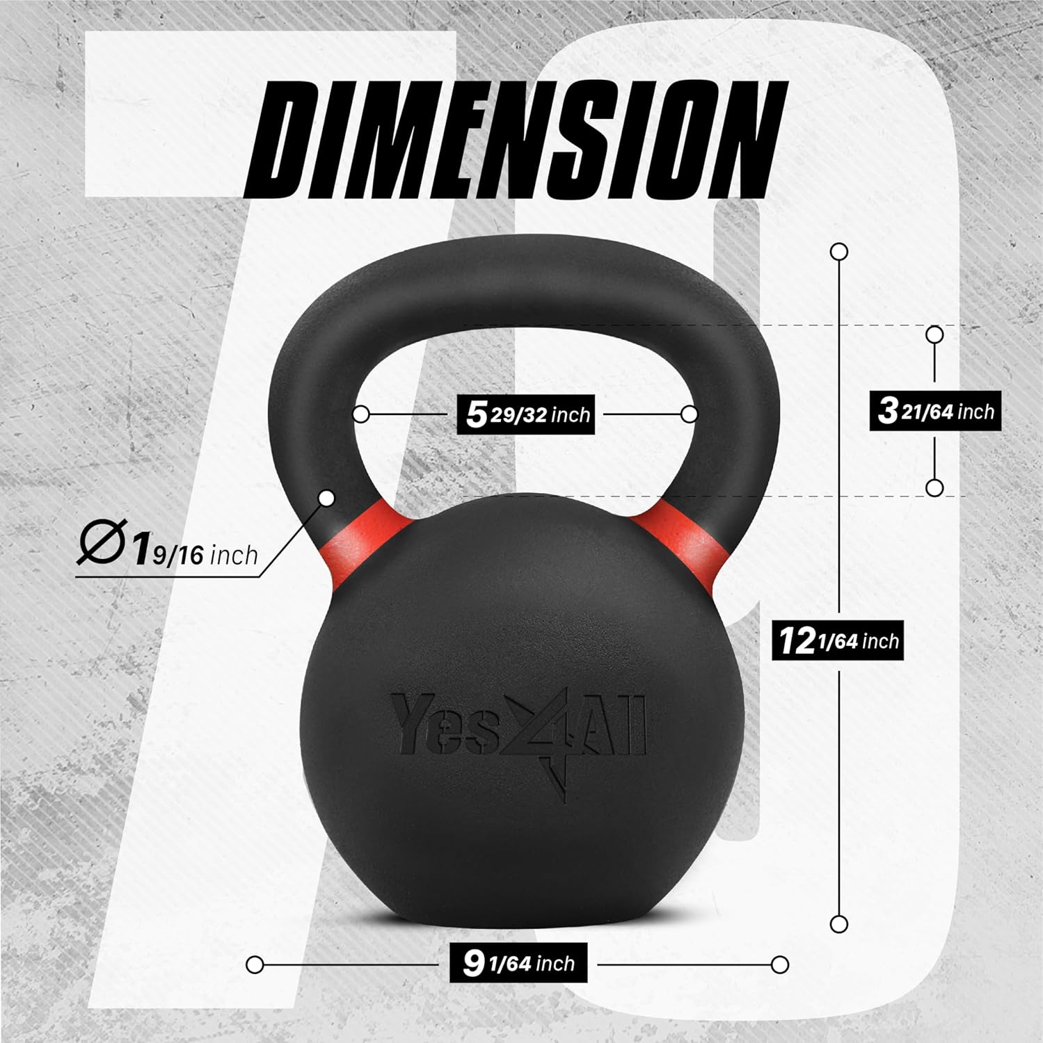 Yes4All 79 Pound Kettlebell, Single Powder Coated Cast Iron Weight, Dark Red - VMInnovations