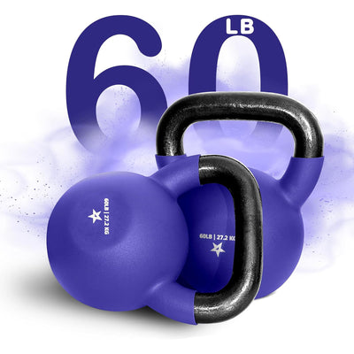 Yes4All 60 Pound Kettlebell, Single Neoprene Coated Cast Iron Weights, Purple - VMInnovations