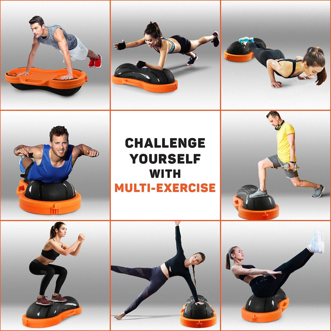 Yes4All Balance Ball, Half Peanut Exercise Workout Trainer, 1100 lb, Orange - VMInnovations