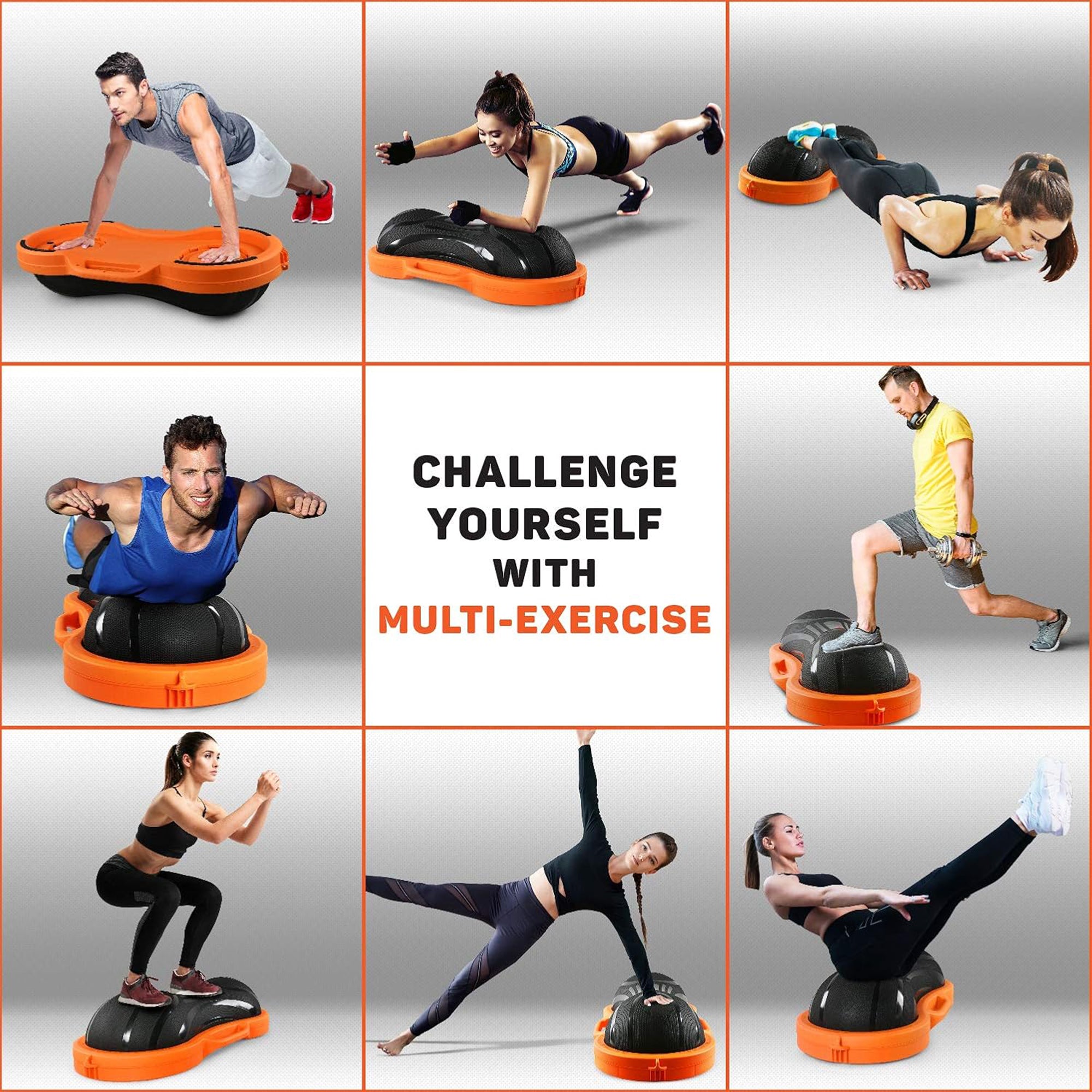 Yes4All Balance Ball, Half Peanut Exercise Workout Trainer, 1100 lb, Orange - VMInnovations