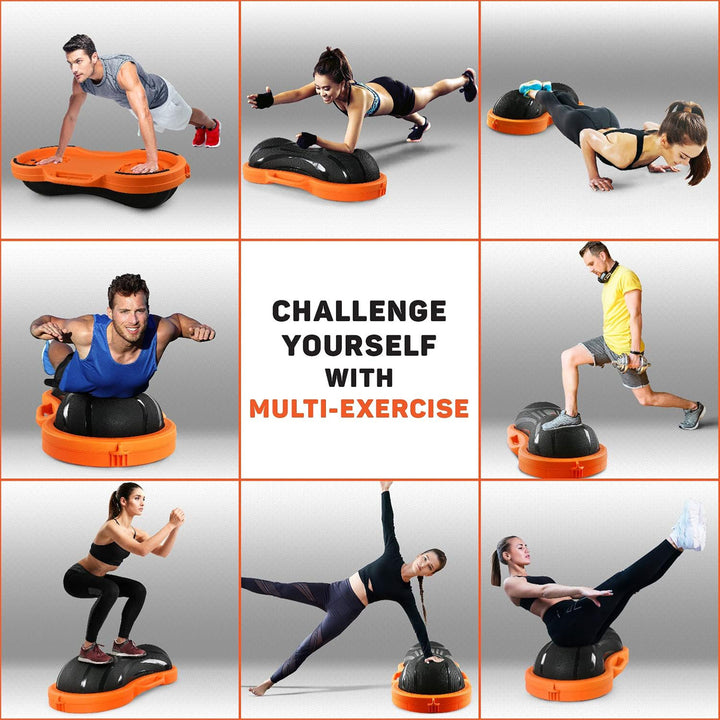 Yes4All Balance Ball, Half Peanut Exercise Workout Trainer, 1100 lb, Orange - VMInnovations