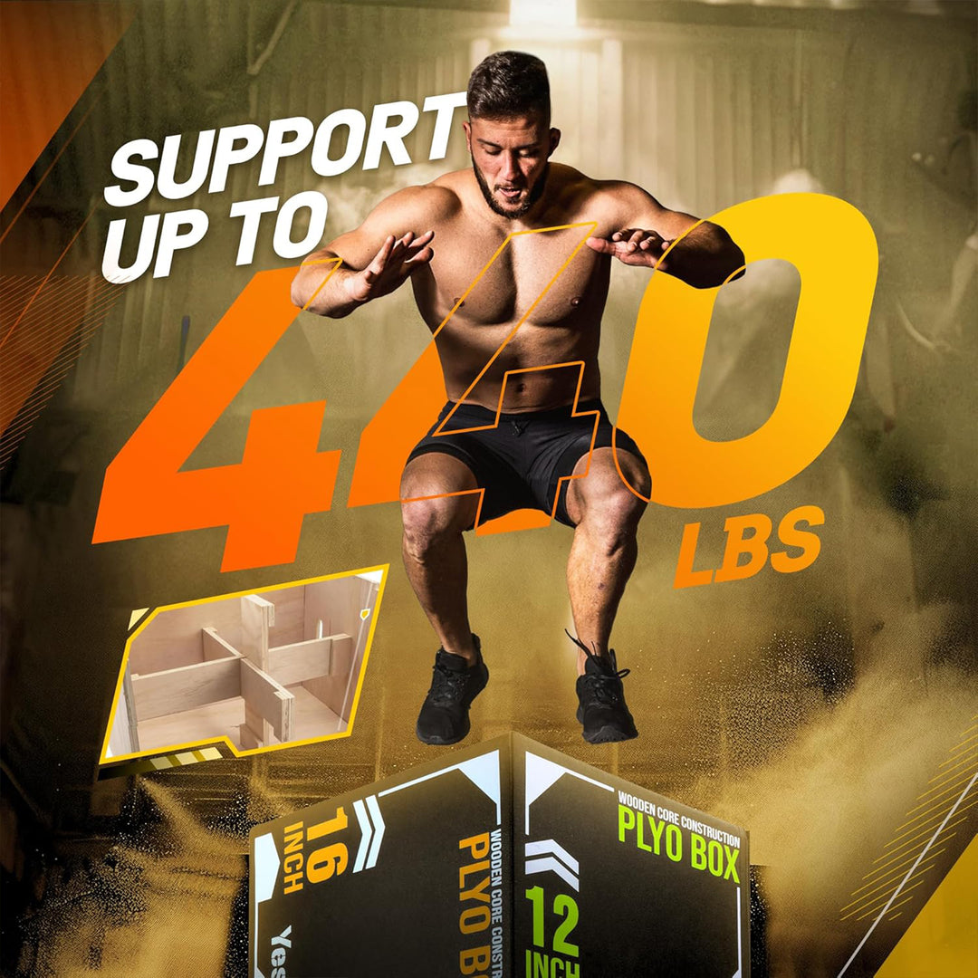 Yes4All 3-in-1 Padded Plyo Box with Wooden Core & Vinyl Cover 24"L x 20"W x 16"H - VMInnovations
