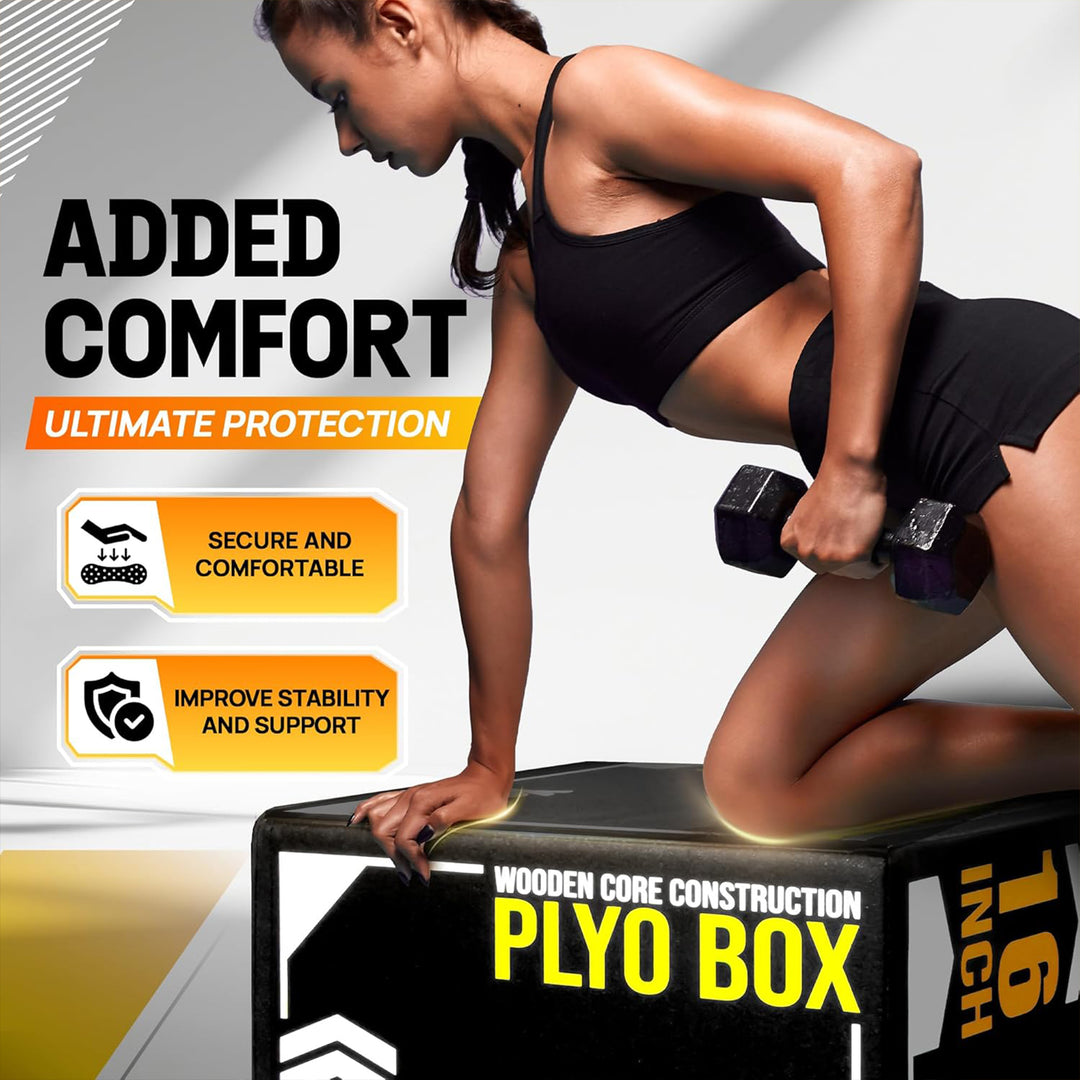 Yes4All 3-in-1 Padded Plyo Box with Wooden Core & Vinyl Cover 24"L x 20"W x 16"H - VMInnovations