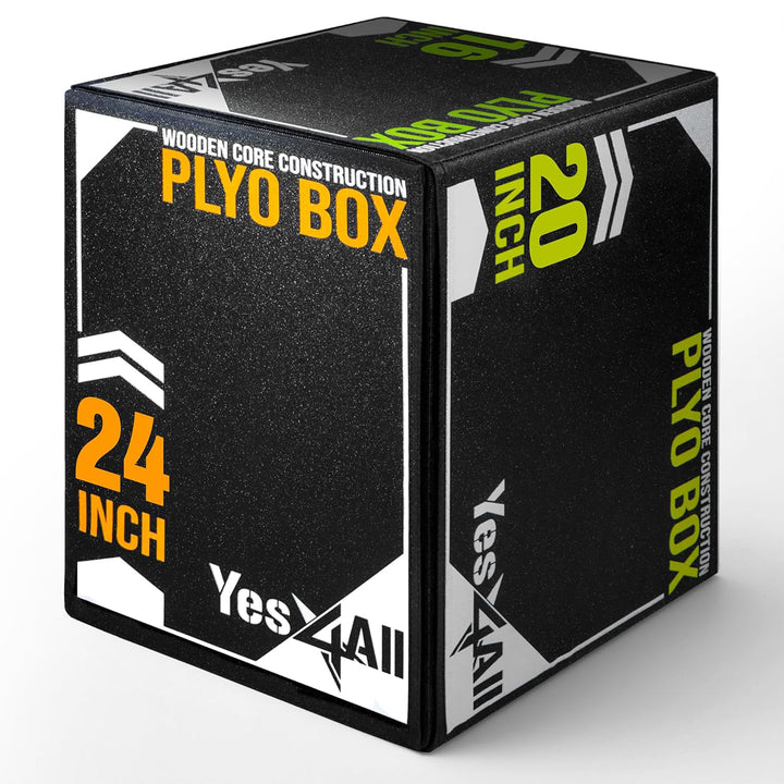 Yes4All 3-in-1 Padded Plyo Box with Wooden Core & Vinyl Cover 24"L x 20"W x 16"H - VMInnovations