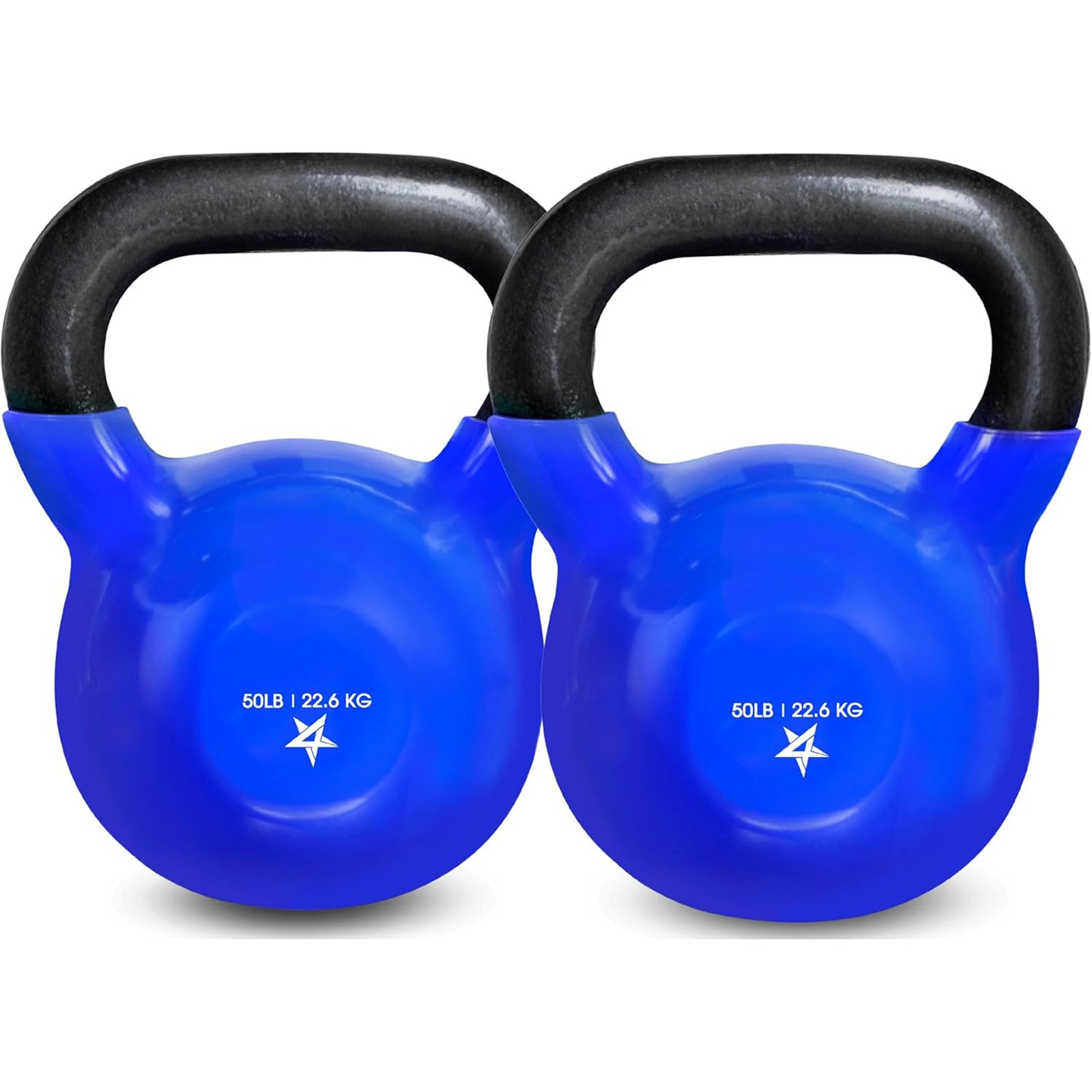 Yes4All 50 Pound Kettlebells,1 Pair Vinyl Coated Cast Iron Home Gym Weights,Blue - VMInnovations