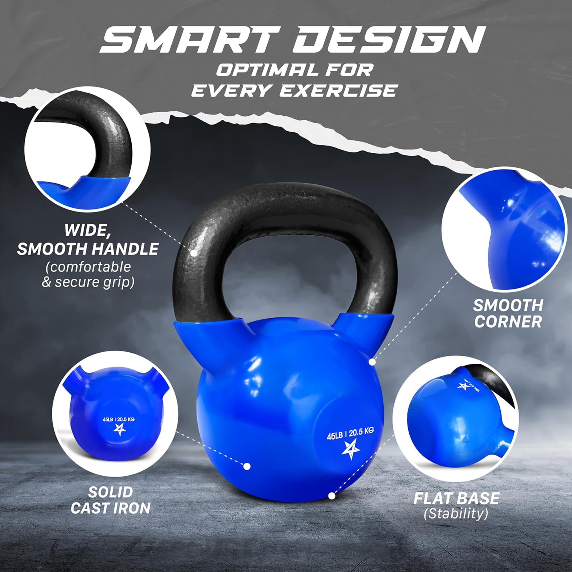Yes4All Kettlebells,1 Pair Vinyl Coated Cast Iron Home Gym Weights (Open Box)