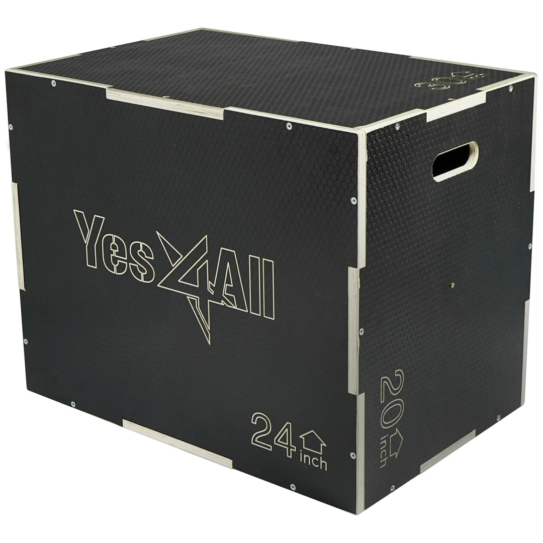 Yes4All 3-in-1 Wooden Plyo Box w/ Handles & Non-Slip Coating 30"L x 24"W x 20"H - VMInnovations