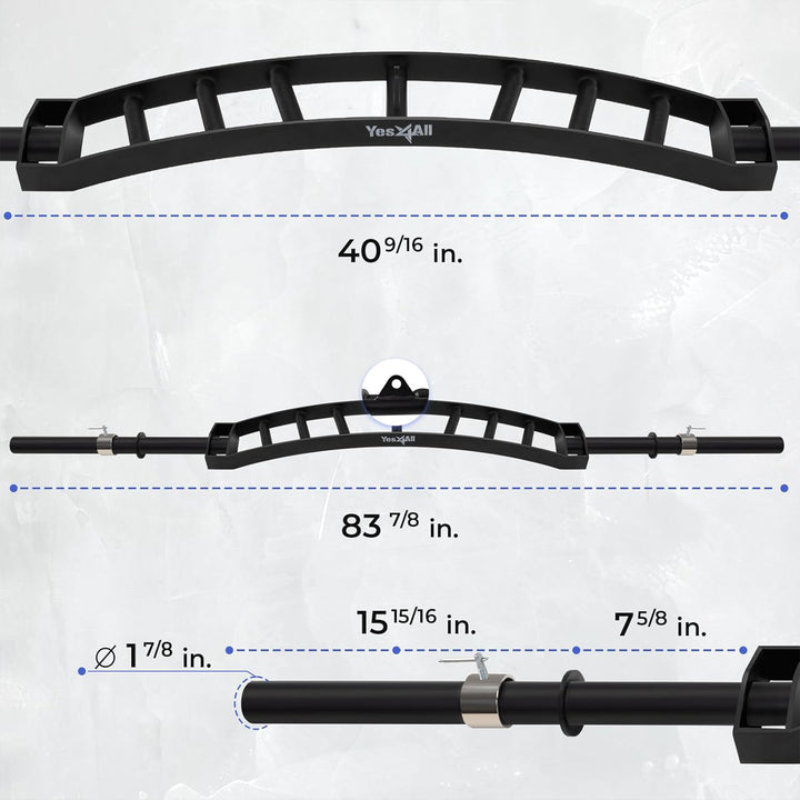 Yes4All Multi Grip Barbell & Cable Attachment, Fits Olympic Weight Plates, Black - VMInnovations