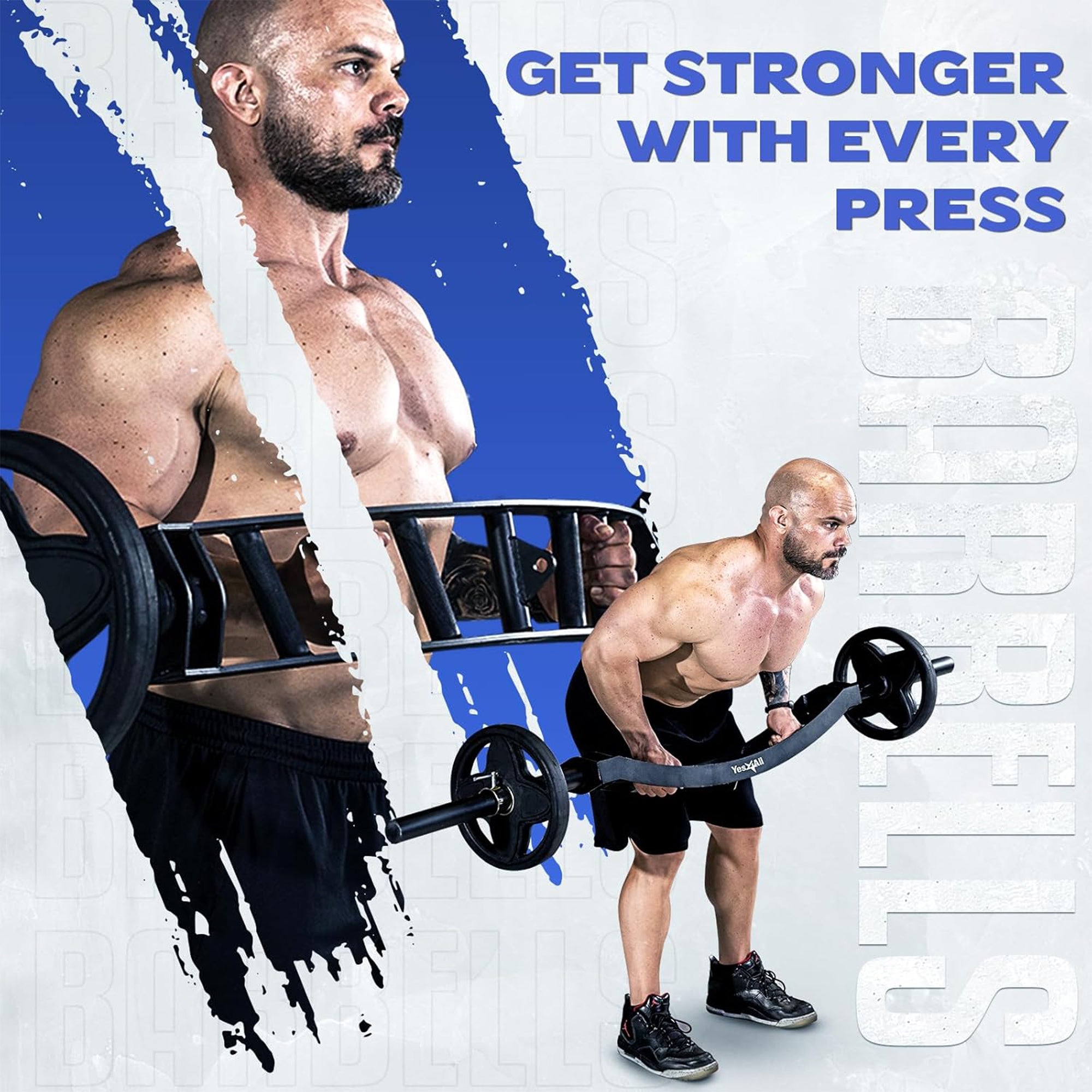 Yes4All Multi Grip Barbell & Cable Attachment, Fits Olympic Weight Plates, Black (For Parts)