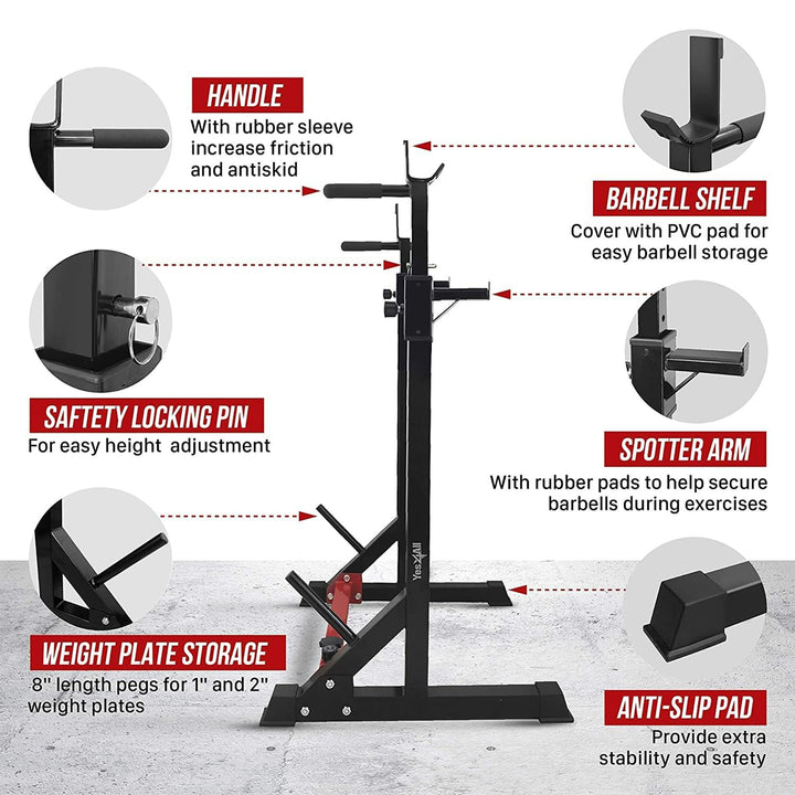 Yes4All Multifunction & Adjustable Barbell Stand for Home Gyms, 690 Lb Capacity - VMInnovations