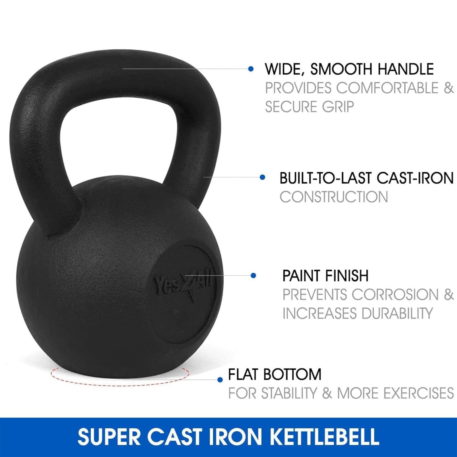 Yes4All  5, 10, 15, 20, 25, & 30lb Kettlebell Set, Cast Iron Home Gym Weights - VMInnovations