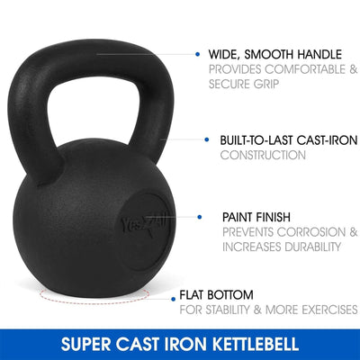 Yes4All  5, 10, 15, 20, 25, & 30lb Kettlebell Set, Cast Iron Home Gym Weights - VMInnovations