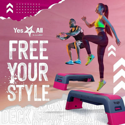 Yes4All Aerobic Deck Step Platform for Cardio & Strength Training, Orange/Purple - VMInnovations