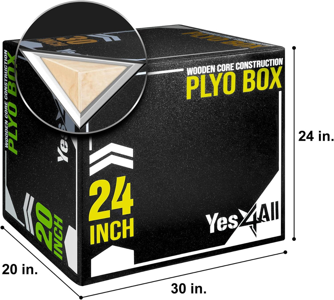 Yes4All 3-in-1 Padded Plyo Box with Wooden Core & Vinyl Cover 30"L x 24"W x 20"H - VMInnovations