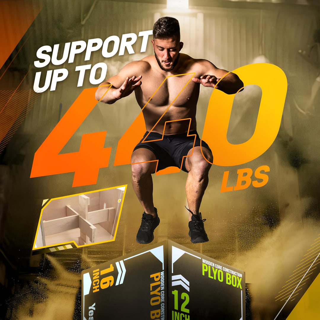 Yes4All 3-in-1 Padded Plyo Box with Wooden Core & Vinyl Cover 30"L x 24"W x 20"H - VMInnovations