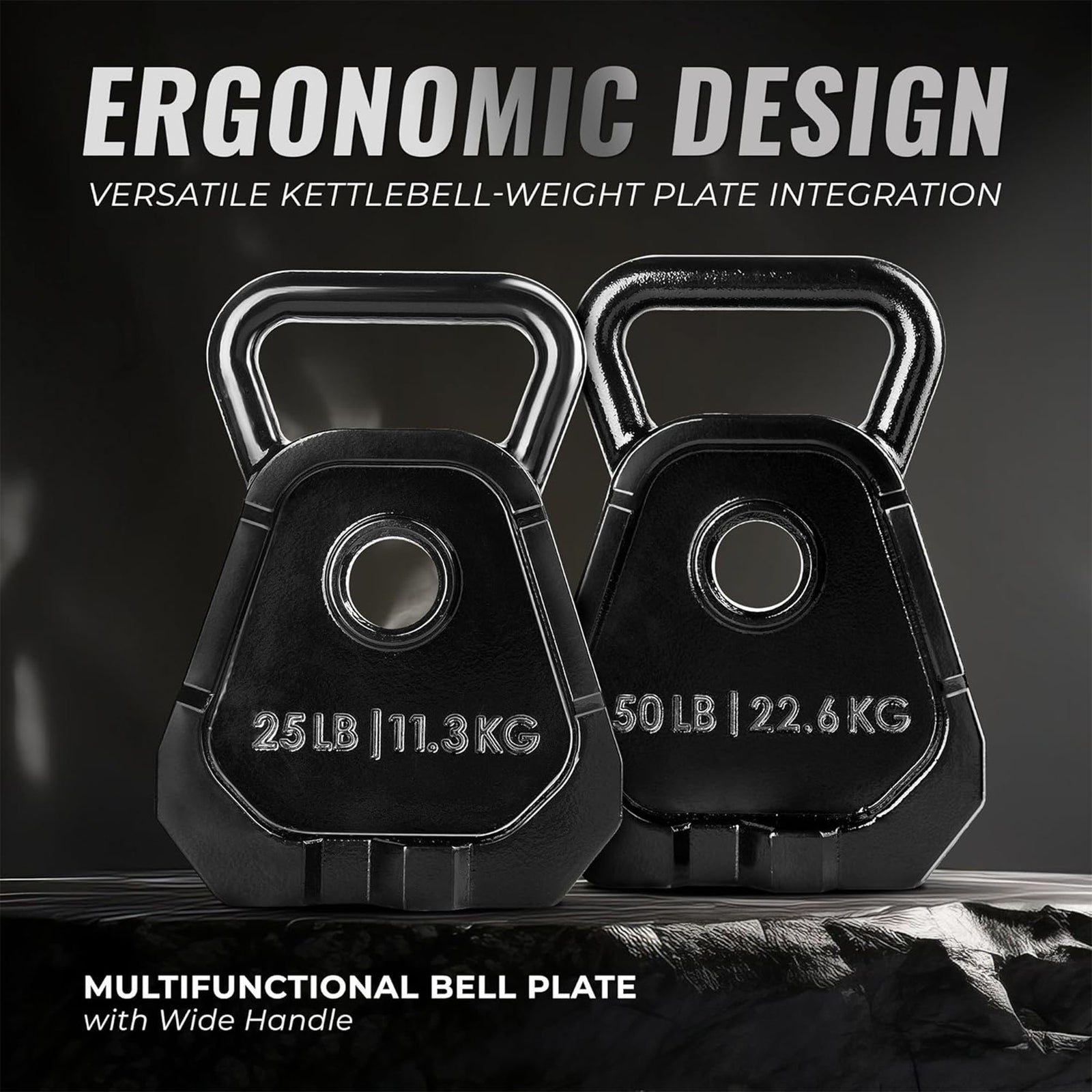 Yes4All 50 Pound Bell Weights, 1 Pair Combo Kettlebell and Olympic Weight Plates - VMInnovations