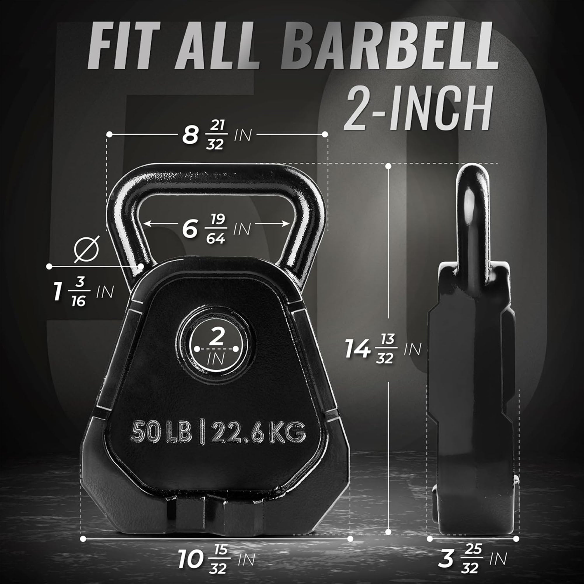 Yes4All 50 Pound Bell Weights, 1 Pair Combo Kettlebell and Olympic Weight Plates - VMInnovations