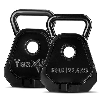 Yes4All 50 Pound Bell Weights, 1 Pair Combo Kettlebell and Olympic Weight Plates - VMInnovations