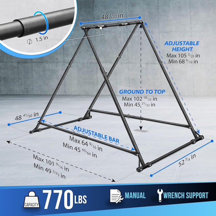 Yes4All Freestanding Pull Up & Chin Up Bar with 126 Levels and 770 Lb Capacity - VMInnovations