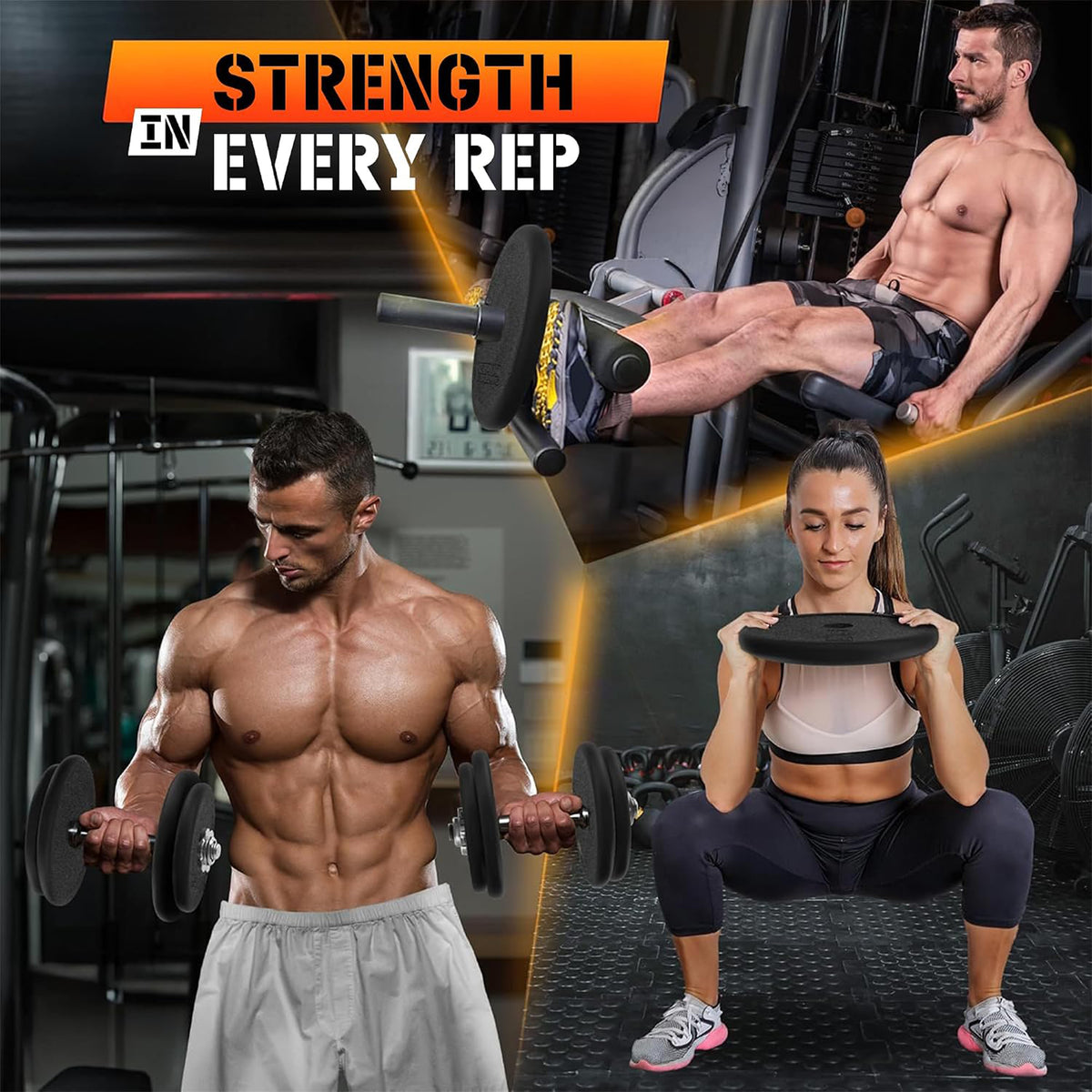 Yes4All Standard 5 lb Cast Iron Weight Plate Workout Set for 1" Barbells, 4 Pack