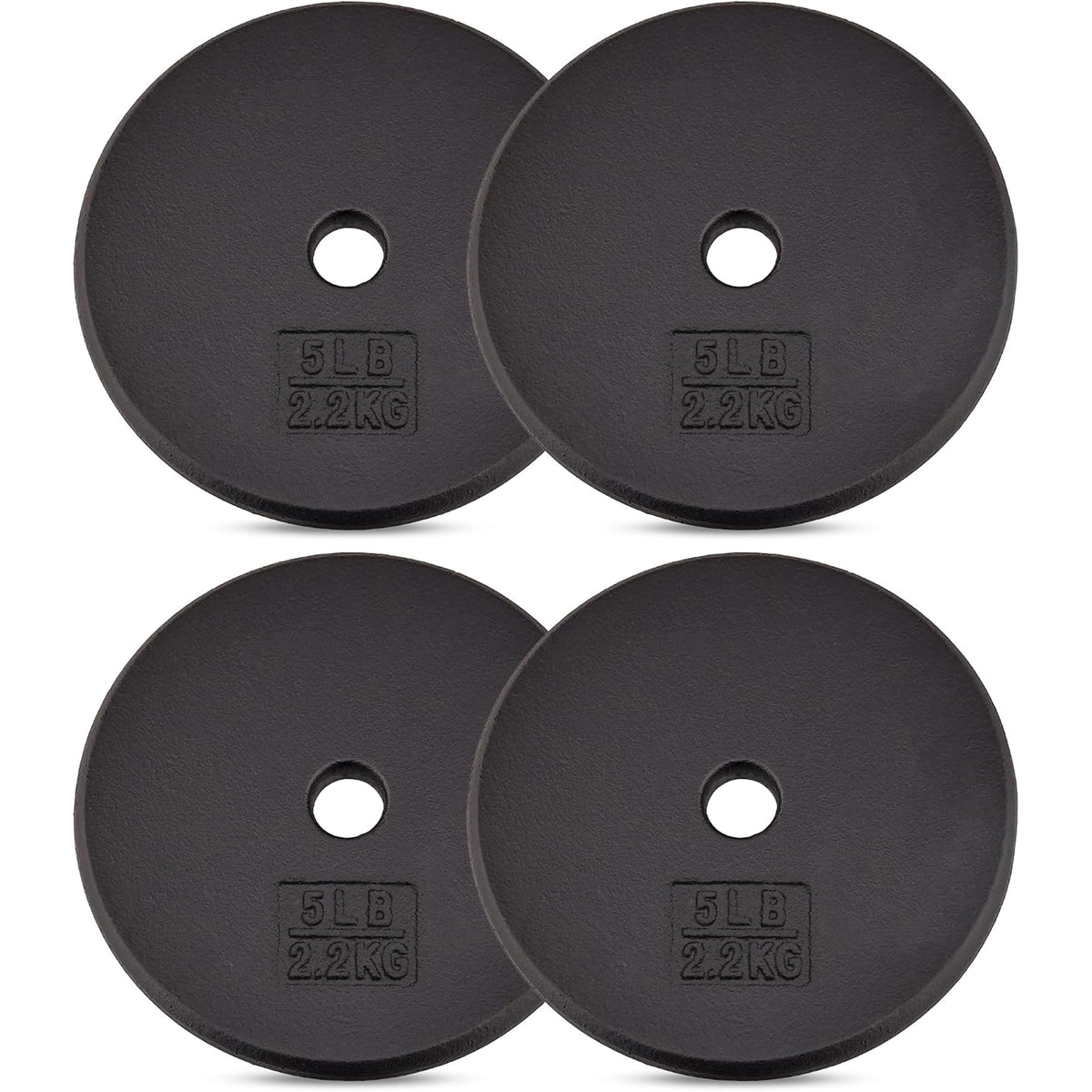 Yes4All Standard 5 lb Cast Iron Weight Plate Workout Set for 1" Barbells, 4 Pack