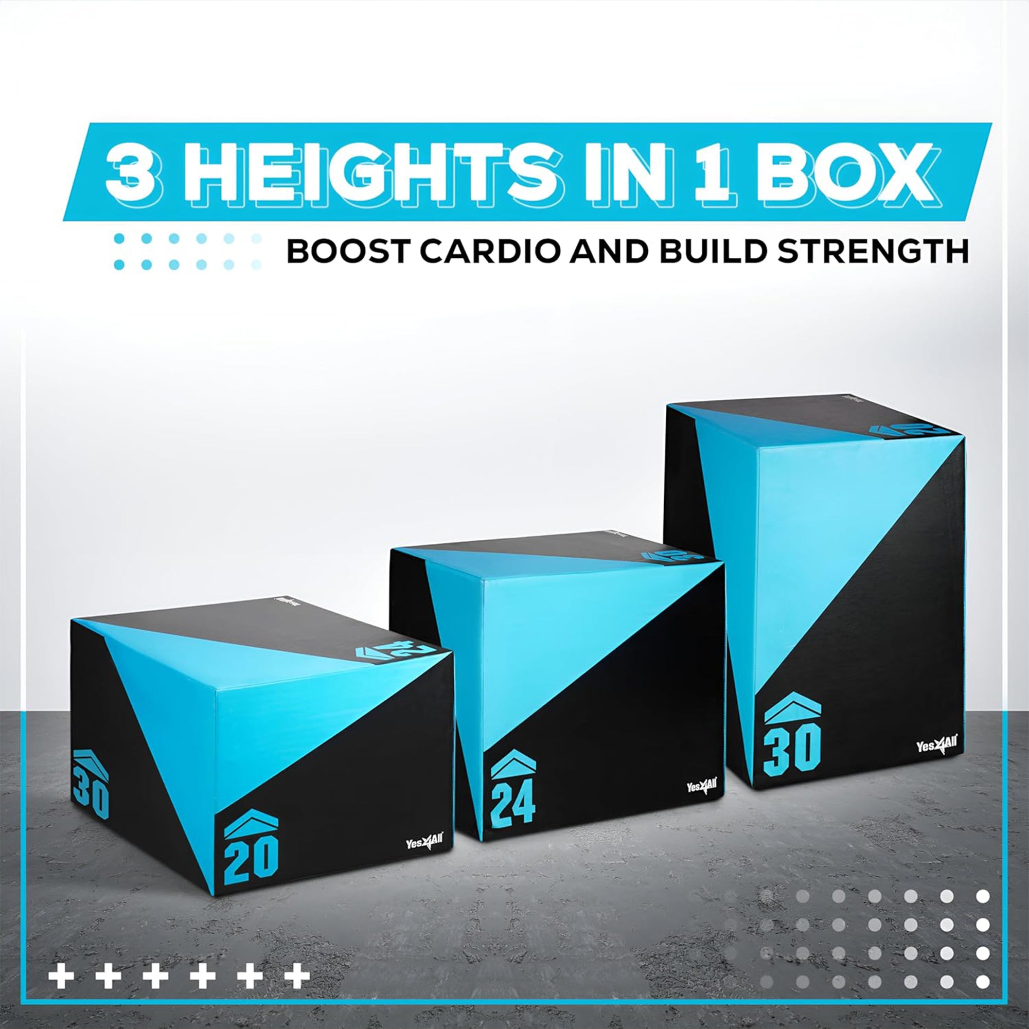 Yes4All 3-in-1 Soft Plyo Box with Foam Core & PVC Cover 30"L x 24"W x 20"H, 64lb - VMInnovations