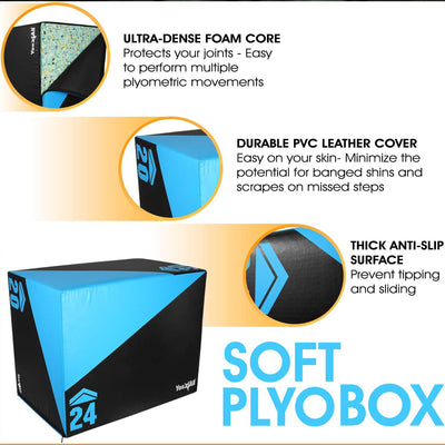 Yes4All 3-in-1 Soft Plyo Box with Foam Core & PVC Cover 30"L x 24"W x 20"H, 64lb - VMInnovations