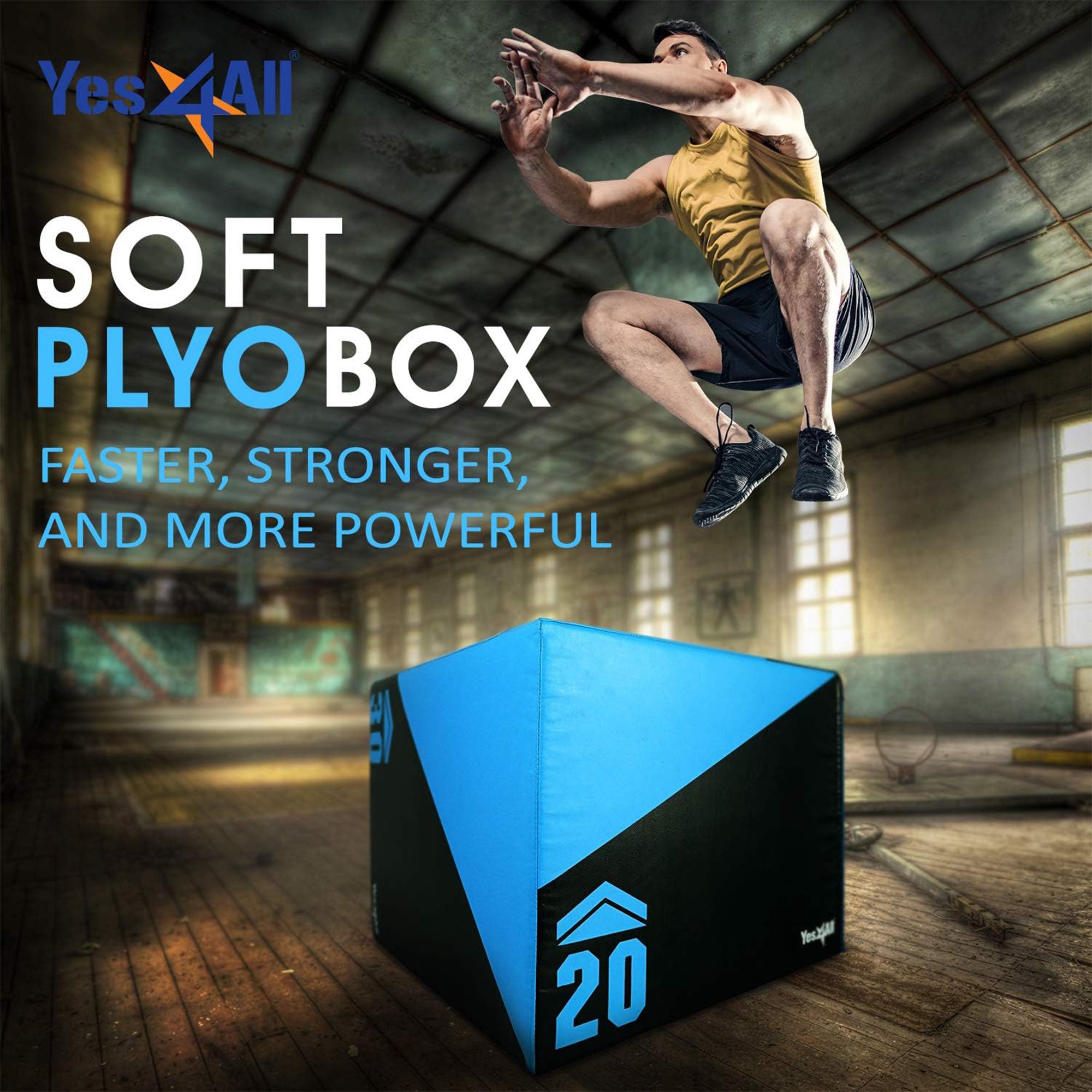 Yes4All 3-in-1 Soft Plyo Box with Foam Core & PVC Cover 30"L x 24"W x 20"H, 64lb - VMInnovations